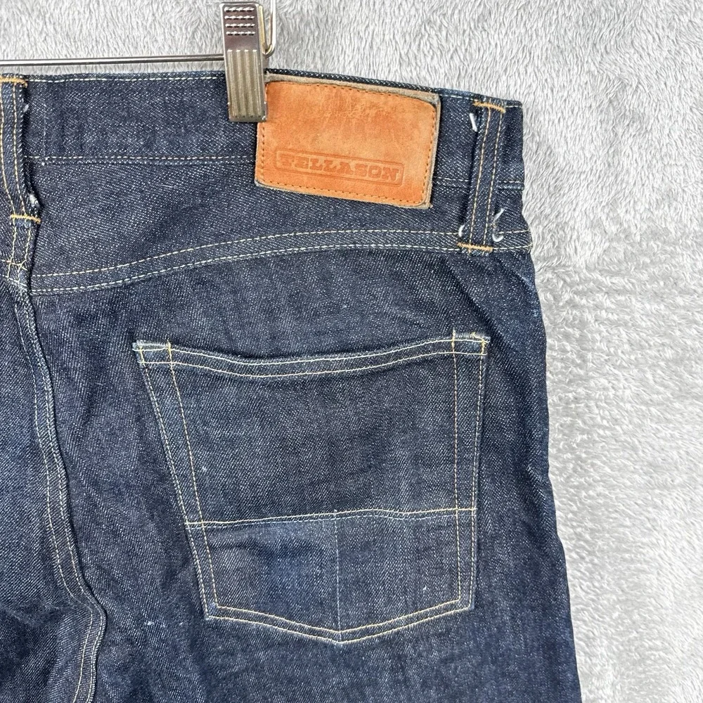 Tellason Straight Taper Jeans Size 35 Selvedge Kaihara Made USA Dark Wash Indigo